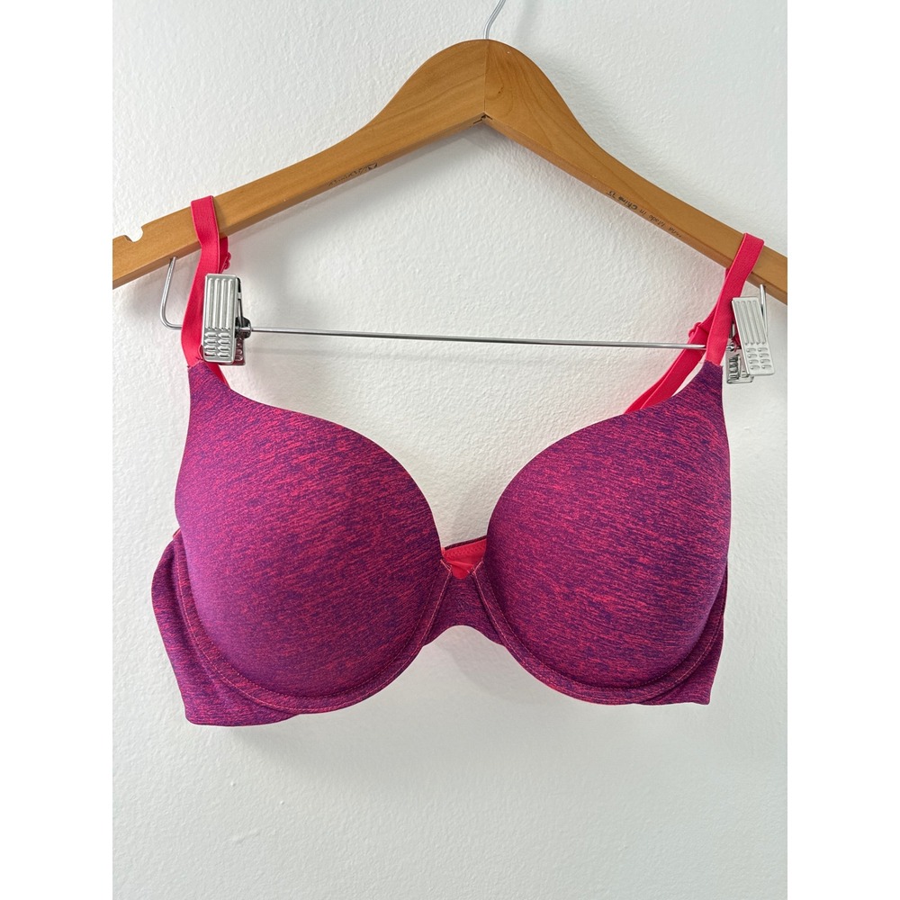 Victoria's Secret Padded Perfect Coverage Bra 38C Pink Purple Underwire EUC